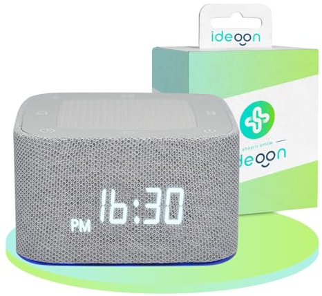 ideoon White Noise Wecker mit 32 Geräuschen – Bluetooth Lautsprecher & App-Steuerung, RGB Nachtlicht dimmbar, Perfekter Schlaf/Entspannung
