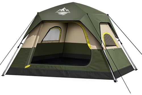 Zelt 2/3/4 Personen Campingzelt Pop Up - 40s Automatik Schnellaufbau, 2-4 Mann Zelte Wasserdicht 3000mm & Winddicht, Doppelwand Kuppelzelt mit Regenschutz, Wurfzelt für Camping[3/4 Personen Zelt]