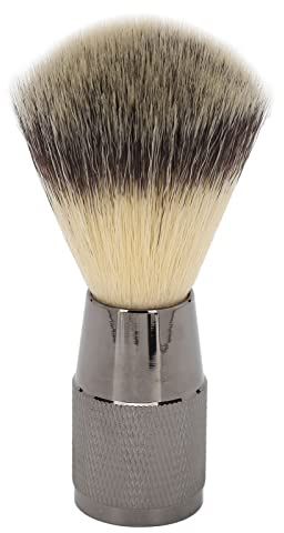 Cepillo para barba con sintético fino, plumero para barba y cepillo para plumero para cuello, cepillo de peluquero liviano con hermoso mango curvado para uso en salón doméstico