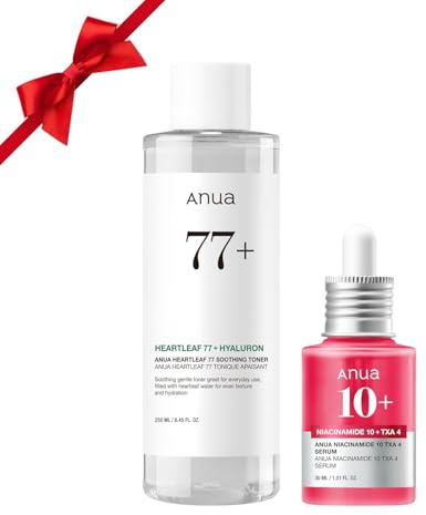 Anua Glass Skin Prep Duo, Korean Skincare | 10% Niacinamide+4% Tranexamic Acid Serum & Heartleaf 77 Soothing Toner, Hyaluronic Acid, Vitamin B12