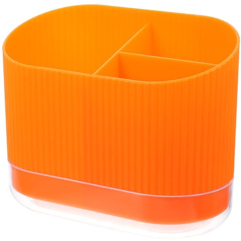 DECORNIJIA Cutlery Storage Rack and Self-draining Holes with Compartment Design Kitchen Utensil Holder Orange Plastic Detachable Base for Chopsticks, Spoons and Forks Organiser Suitable