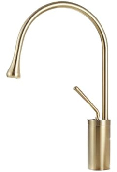 Robinet goutte d'eau cygne de Style moderne, mitigeur lavabo au-dessus du comptoir for vanité salle bains, pivotant chaud et froid(Brushed gold medium)