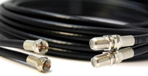 RosenetSys BLACK 5m Satellite Extension Cable, Twin Coaxial, UK Digital 4K Ultra HD - suitable for Sky Q, Sky HD and Sky+ and Freesat (Black, 5m)