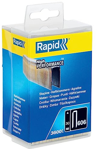 Rapid Tackerklammern Typ 606, 30mm Klammern, 3.600 Stk. Kunststoffbox, Schmalrückenklammern für Holz mit geharzte Oberfläche