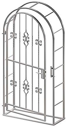 Komplett Set Rosenbogen Durchgangsbogen Rankhilfe Torbogen Spalier inkl Gartentor Türgriff Rundbogentor Feuerverzinkt 1060 x 2150 x 300 mm (Modell Karat)