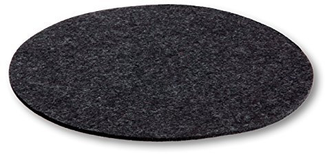 filzbrand Filz Untersetzer rund 25 cm groß, 3mm stark, Deko Filzuntersetzer für Gläser, Vasen oder Teller, Designfilz aus 100% Wolle, Graphit – Made in Germany