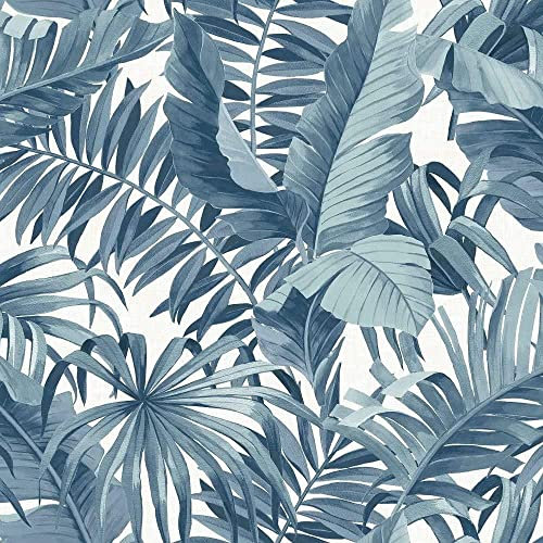 FD24133 Papier peint décoratif Motif feuilles tropicales Bleu