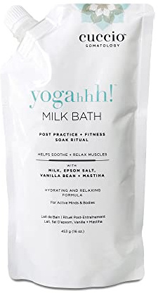 Cuccio Somatology Yogahhh Milk Bath - Restores Moisture to Dry Skin - Draws Out Discomfort from Sore, Swollen Muscles - Removes Excess Sweat from Pores - Exfoliates the Skin - Paraben Free - 16 oz
