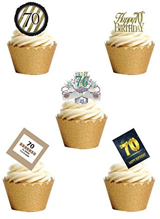 24 Stand Up 70th Age 70 Seventy Birthday Celebration Themed Edible Wafer paper Cake Toppers Decorations