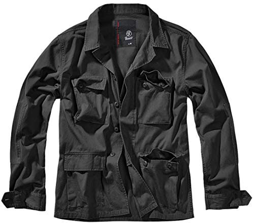 Brandit US BDU TWILL JACKE ARMY JACKET KAMPFJACKE ARMEE FELDJACKE FREIZEITJACKE, Größe:L, Farbe:Schwarz
