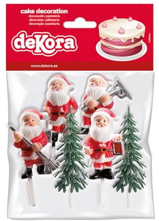 Générique - Dekora - Kit de Décoration de Gâteau avec Figurines de Noël - Sapins et Père Noël