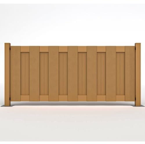 HORI WPC Lamellenzaun Komplettset - Moderner Sichtschutz für den Garten - Robuster & pflegeleichter Zaun mit einfacher Montage - 1x Niedrig + 1x Pfosten klein zum aufschrauben Teak