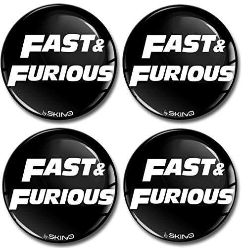 Biomar Labs® 4 x 60mm Aufkleber 3D Silikon Fast & Furious Für Radkappen Nabenkappen Radnabendeckel Rad-Aufkleber Nabendeckel A 3160 Z*