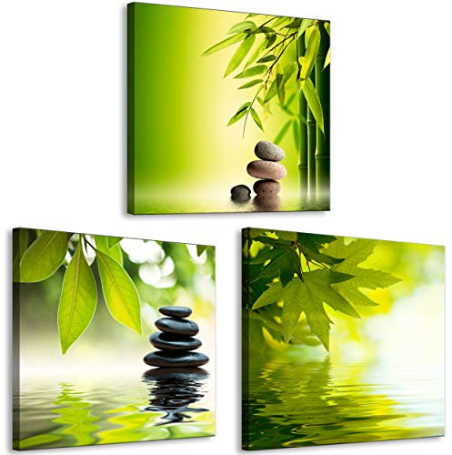 decomonkey Bilder Set Zen Spa 120x40 cm 3 Teilig Wandbild Groß Leinwandbild XXL Deko Wohnzimmer Schlafzimmer Büro Wanddeko Leinwand Pictures For Wall Poster Wall Painting Natur Pflanzen Orient