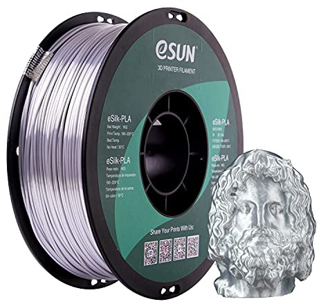 eSUN eSilk- PLA Filament, Silver, 1.55 kg