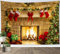 LB 200x150cm Weihnachten Wandteppich Weihnachtskamin,Rote Socken,Baum Wandbehang Tapisserie Wohnzimmer Schlafzimmer Wohnheim Dekor Wandteppiche