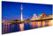 islandburner Bild auf Leinwand Bunte Nachtszene des Rheins Bei Nacht In Düsseldorf Rheinturm Bilder Wandbilder Poster