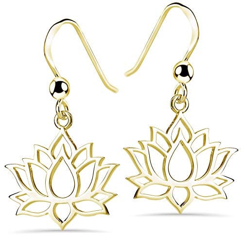 MATERIA - Orecchini pendenti a forma di fiore di loto, in argento Sterling 925 placcato oro rosa o giallo e Placcato oro, colore: gold, cod. SO-73-MA