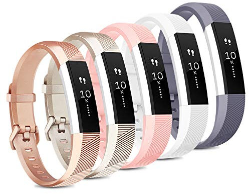 [5er-Pack] Sportbänder kompatibel mit Fitbit Alta HR Bändern und Fitbit Alta Bändern, Damen Herren, klassisches, weiches Silikon-Ersatzarmband für Fitbit Alta HR/Fitbit Alta (5 Pack B, klein)