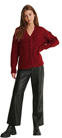 NA-KD Damen Oversized Cardigan Strickjacke, Dusty Red, 2XL