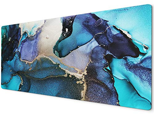 900 x 400 Teal Marble Effect Full Desk Mouse Mat