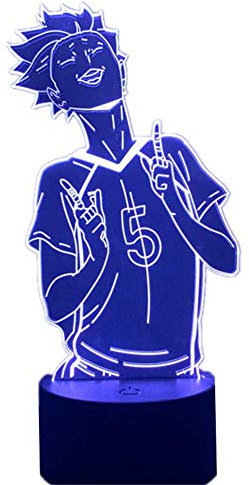 KJsdaADSA Lampe 3D Anime Haikyuu Tendou Satori pour chambre d'enfant Décoration de nuit Cadeau d'anniversaire Manga Gadget Tendou Lampe Haikyu 16 couleurs