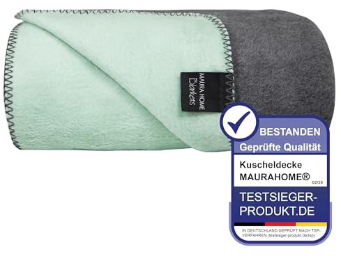 MAURAHOME Kuscheldecke Flauschig, Wohndecke 150x200cm Antrazit-minzgrun, Fleecedecke, Couchdecke Warm Winter, Baumwolldecke, Wolldecken für Couch, Wohndecken für Sofa, Tagesdecke, Wolldecke