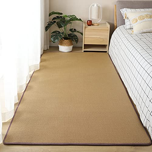 Sh000ad Bambus Teppiche Matten,Cooler Bequemer Rattangewebter Teppich,Wohnzimmer Schlafzimmer Homestay Couchtisch Verschleißfest rutschfeste Bambusmatte,Naturmaterialien,Anpassbare (80x150cm,D)