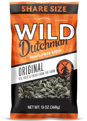 Wild Dutchman Roasted Sunflower Seeds, Salted Original, 13 oz (Pack of 3)