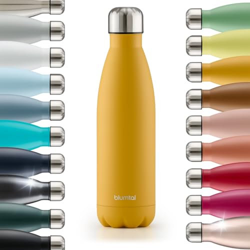 Blumtal® Botella Térmica Charles - 750ml Sin BPA - Botella de Agua Acero Inoxidable Aislada - Spicy Mustard/Amarillo Mostaza