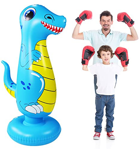 120cm Kinder Aufblasbarer Boxsack, LncBoc Aufblasbarer Freistehender Fitness-Zielständer, Fitness Boxsack Schwerer Boxsack Stressabbau Aufblasbarer Boxposten