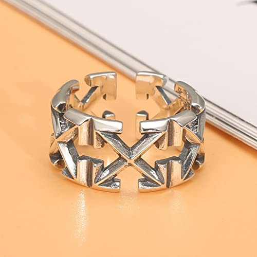 Wdhybwcx Fashion Trendy Vintage Simple Arrow Geometric Rings for Women Men Gothic Punk Hip Hop Luxury Jewelry Halloween Party Gifts-resizable,Silber