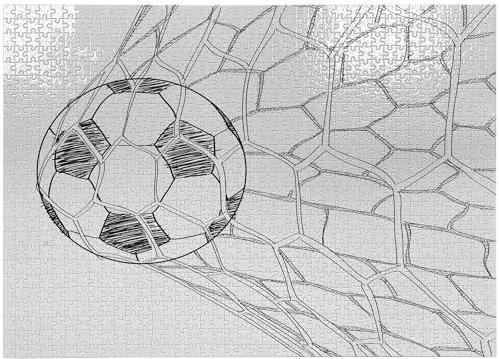 ABAKUHAUS Fußball Puzzle, Fußball im Netz, Heirloom-Qualität lustige Aktivität für die Familie langlebiger Karton, 1000 Stücke, Schwarz-Weiss