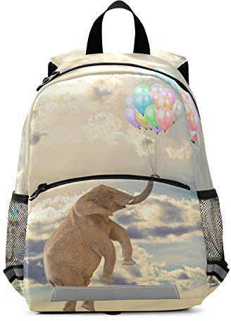 Anantty Kinderrucksack Lustig Elefant Fliegen mit Ballon im Himmel Kleiner Freund Kindergartenrucksack für 2-6 Jährige Kinder im Kindergarten und Kinderrucksack für die Kita