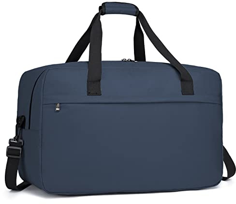 KONO Handgepäck 55x35x25 cm - 48L Große Sport- und Reisetasche mit verstellbarem Schultergurt für Wochenende - Unisex, Blau