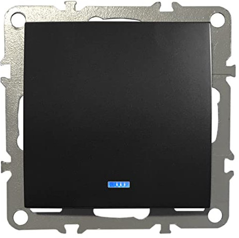 Schalter Lichtschalter Kreuzschalter mit Kontrollleuchte Unterputz 220-250V 10A Schwarz Matt