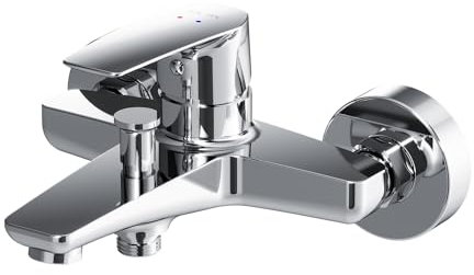 Badewannenarmatur mit Auslauf, Mischbatterie Badewanne, Brausebatterie Wanne, Einhand-Wannenbatterie für Badewanne und Dusche, Badezimmer Armatur, Chrom, AM.PM GEM FGA10000