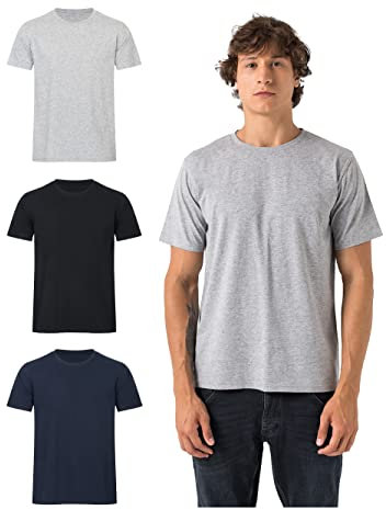 Burnell & Son Tshirt Herren 3er Pack aus 100% Baumwolle Regular Fit Basic Männer T-Shirt Set (S-5XL) Mix2 XL