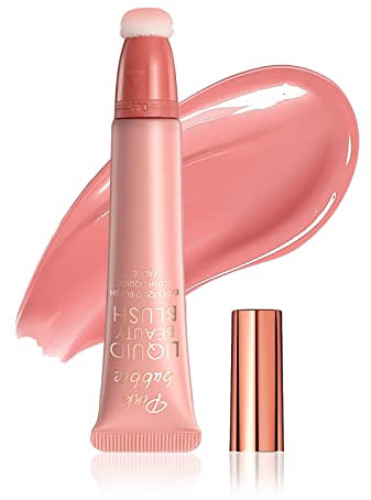 Prreal Liquid Blush Makeup Wand, Matte Blush Cream Liquid Blush for Lips and Cheeks, Face Blush Beauty Stick with Soft Cushion Applicator, Long-wearing Easily Blendable Blush Liquid for Women,01
