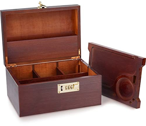 OZCHIN Große Bambus Box mit Kombinationsschloss Dekorative Box für Zuhause Geschenk für Männer Frauen Aufbewahrungsbox mit Tablett (Vintage)