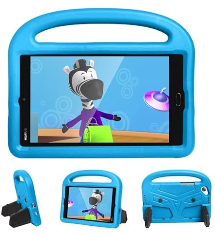 Kids Case For Huawei MediaPad M3 T3 T8 8.0 Inch, Tablet Case Kids Friendly Lightweight, Handle with Stand, Soft EVA Foam Shockproof Protective Cover, Blue