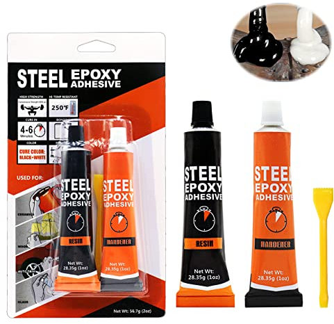Ganbaro Epoxy Resin Glue, 2 Part Epoxy Glue, Mental Epoxy Glue, Metal Glue, for Durable Bonding & Repairs, Epoxy Adhesive for Metal, Ceramic, Wood and Glass, White and Black Combination, Dark Grey