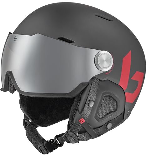 Bolle Might Visor | Ski-Helm mit integrierter Visier | Hochfeste ABS-Schutzkappe | Optimale Belüftung | Abnehmbare Ohrpolster | Anti-Beschlag- und Kratzschutz