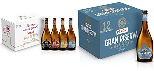 Peroni Gran Riserva Special Box, Cassa di Birra Mista con 12 Birre & Birra Gran Riserva Bianca, Cassa Birra con 12 Birre in Bottiglia da 50 cl, 6 L, 5.1% Vol
