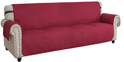 XINEAGE Sofa Überzug, Sofabezug 4 Sitzer Reversible, Wasserdicht Sofabezug, Sofaüberwurf, Sofa Möbel Protector, rutschfeste Sofabezüge für Hunde Haustiere (4 Sitzer, Weinrot)