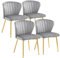 Sepnine® Esszimmerstühle Samt 4er Set, Moderner Küchenstuhl, Polsterstuhl Esszimmer, Ergonomischer Essstuhl mit goldenen Beinen für Wohnzimmer, Schlafzimmer, Küche (Grau)