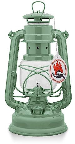 Feuerhand Sturmlaterne Baby Special 276 - Made in Germany seit 1893 - Petroleumlampe aus pulverbeschichtetem Stahl und bruchsicherem Glas - Salbei-Grün