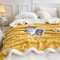 WONGS BEDDING Kuscheldecke 220x240 Flauschig Sherpa Decke, Sofaüberwurf Fleecedecke, Dick Sofadecke Doppelgesicht Extra Warme & Weiche Couchdecke Gelb Wohndecken
