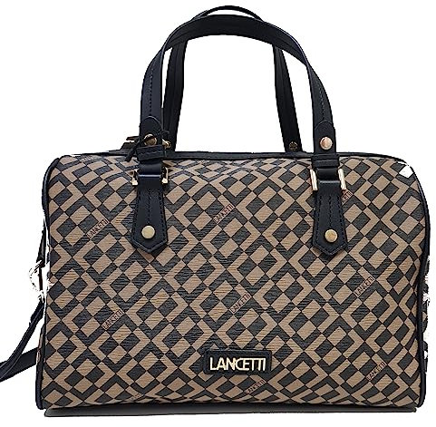LUIGI BENETTON Borsa Donna Bauletto Rettangolare LANCETTI Linea Personalizzata a Spalla con Due Manici e Tracolla Regolabile Removibile ART: LL22W-109-2 LINEA ROSANNA Dimensioni 32 X 22 X 17 (TERRA)