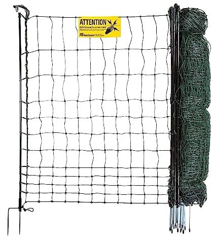 horizont strongLine Hühnerzaun 50m, 120cm - Geflügelzaun mit Strom - 15 Fiberglaspfähle mit Doppelspitze - Geflügelnetz, mobiler Zaun für Hühner, flexibler Zaun